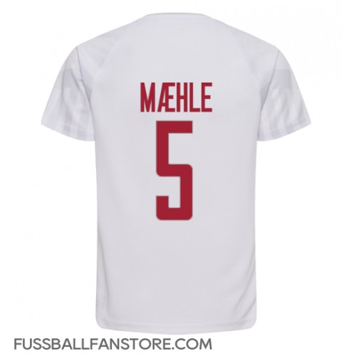 Dänemark Joakim Maehle #5 Replik Auswärtstrikot WM 2022 Kurzarm